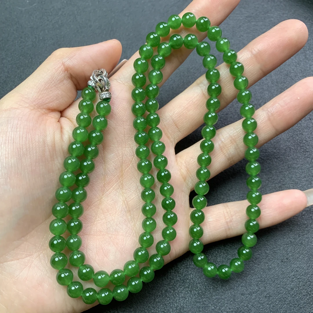 和田玉俄碧碧玉108项链 卡6 AZ