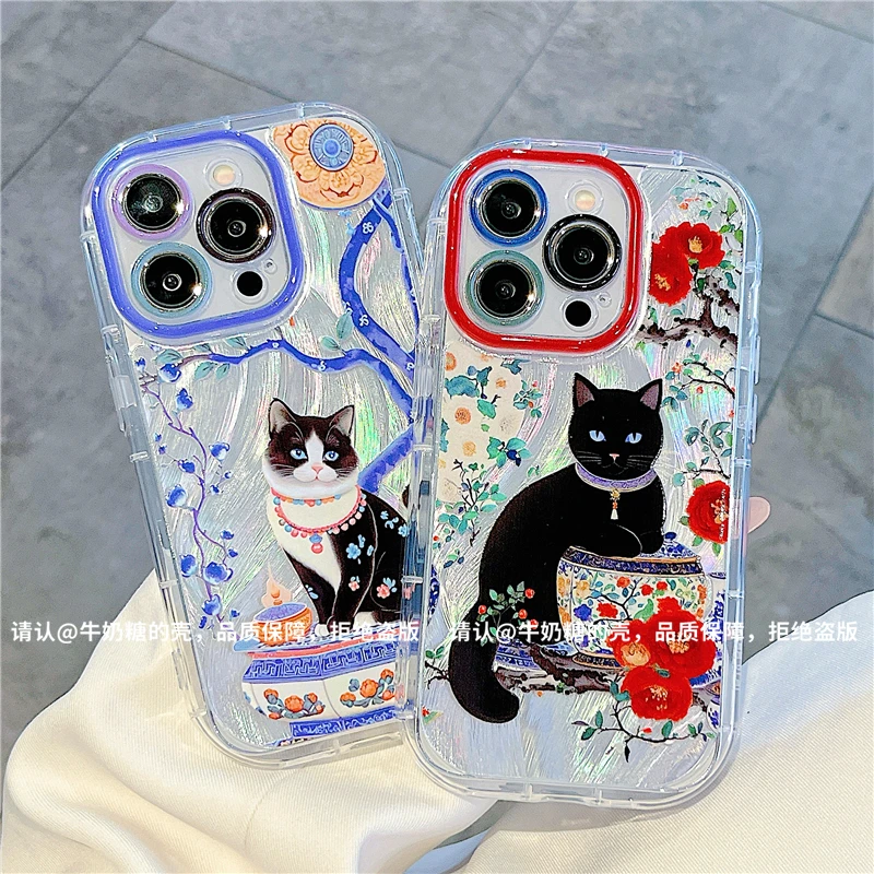 泡芙羽纱壳适用苹果16/iPhone/华为荣耀/OPPO/VIVO/小米/手机壳潮