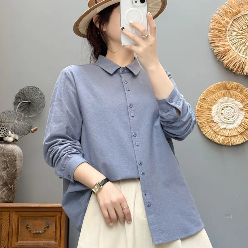 磨毛棉春秋减龄衬衫春季新款时尚开衫百搭上衣女装衬衣85182女士