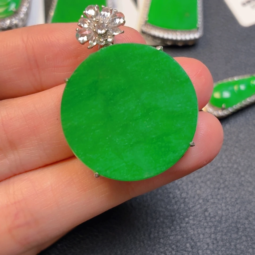 翡翠银S925镶嵌吊坠(不含链)