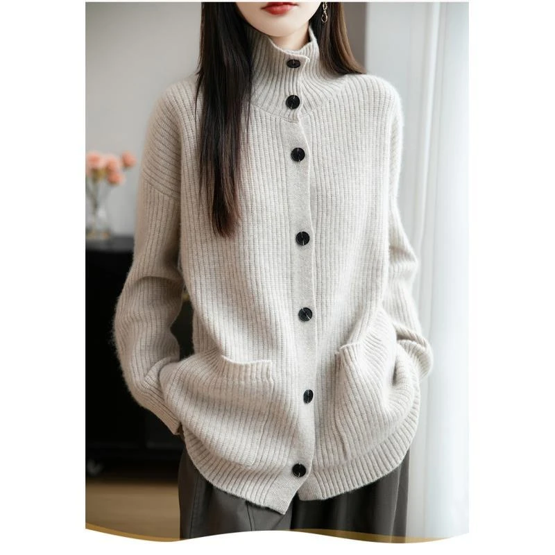 【长款加厚开衫】100%羊毛七针中长玉米粒开衫YYY2560