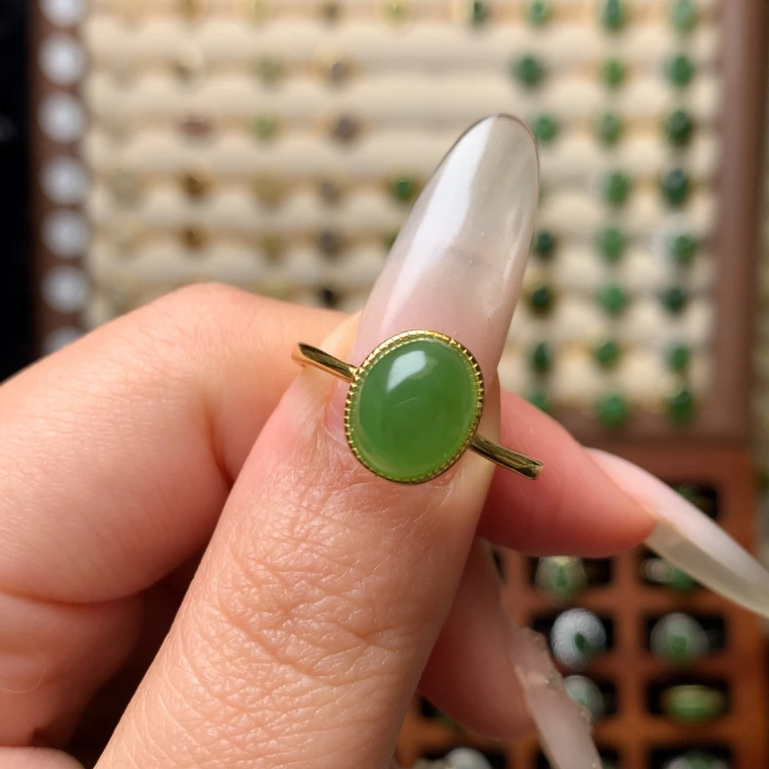 和田玉银S925镶嵌戒指