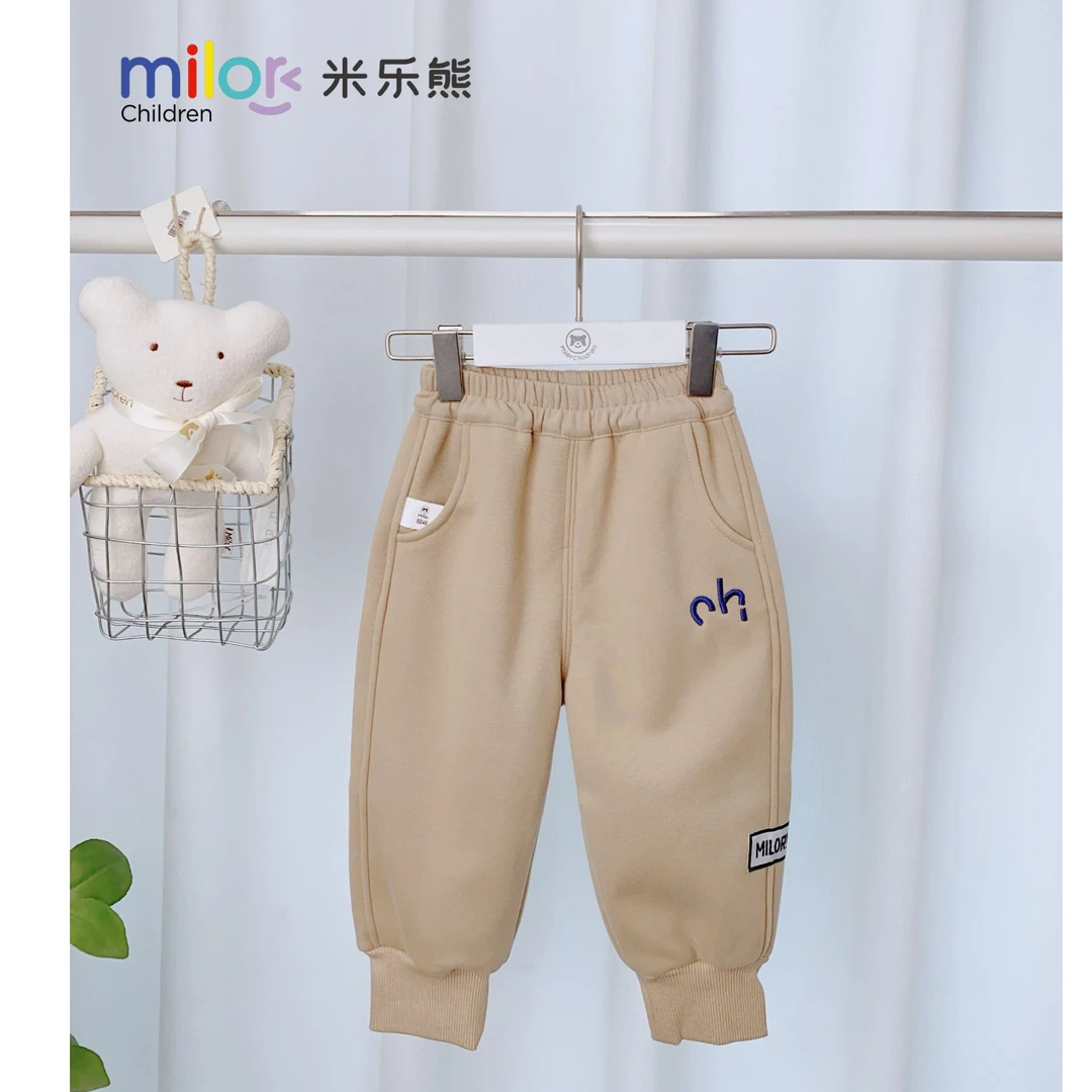 3013米乐熊(加绒)童装裤子秋冬裤儿童运动裤长裤加厚保暖
