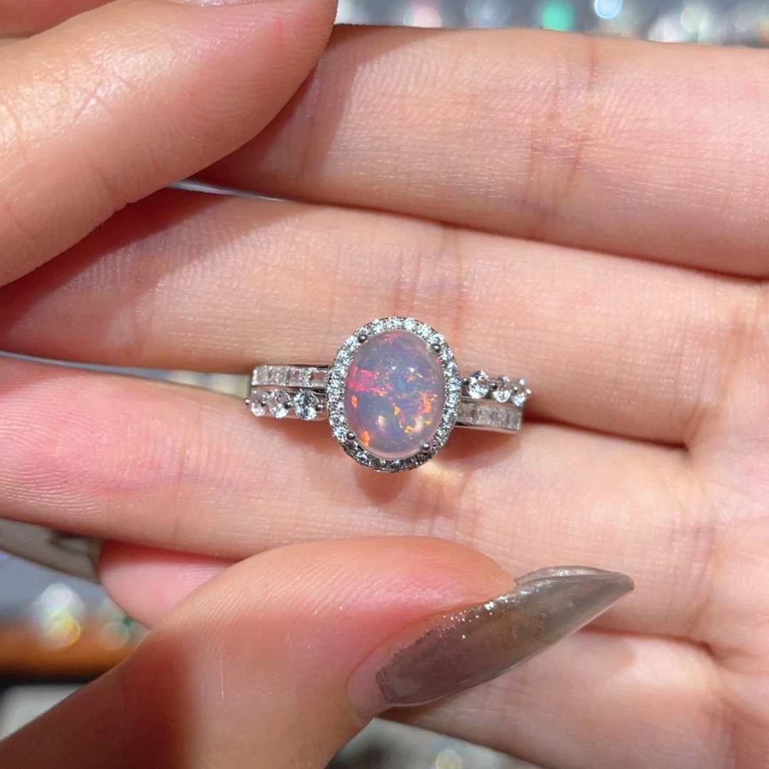 欧泊银S925镶嵌欧泊戒指