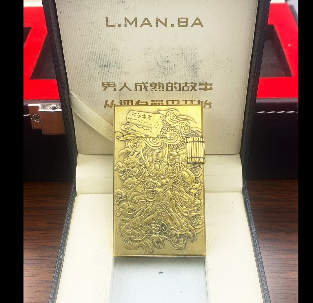 唐总浮雕朗声油机款链接手工打火机金色立体男人经典手雕