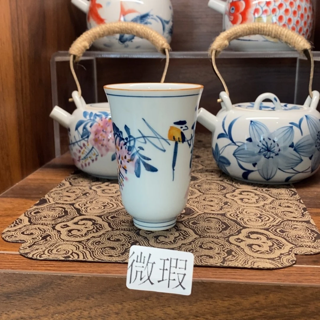 釉下手绘茶具微瑕