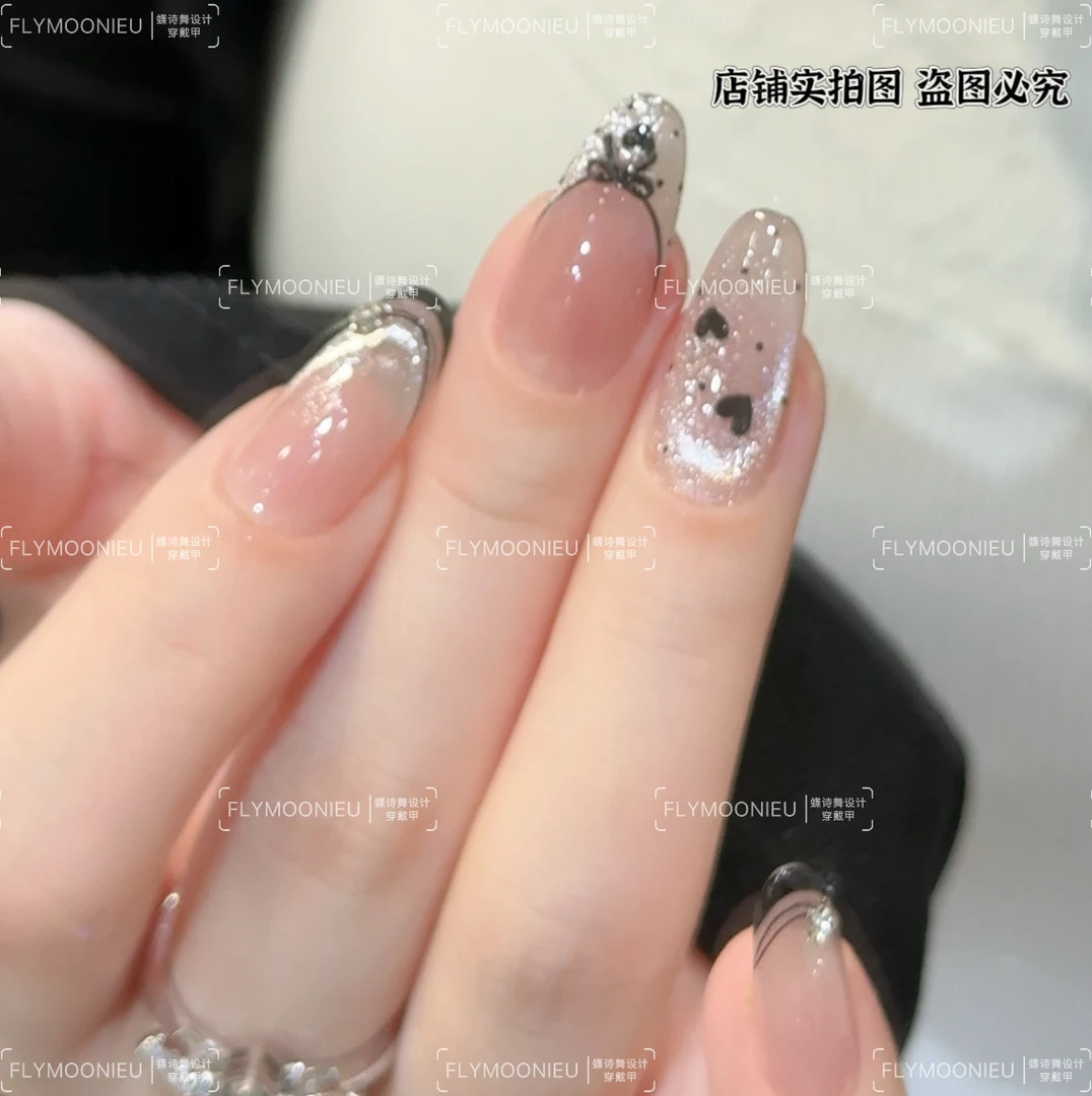 甜言蜜语 蝶诗舞 纯手工定制美甲贴片 可爱甜辣妹穿戴甲10片