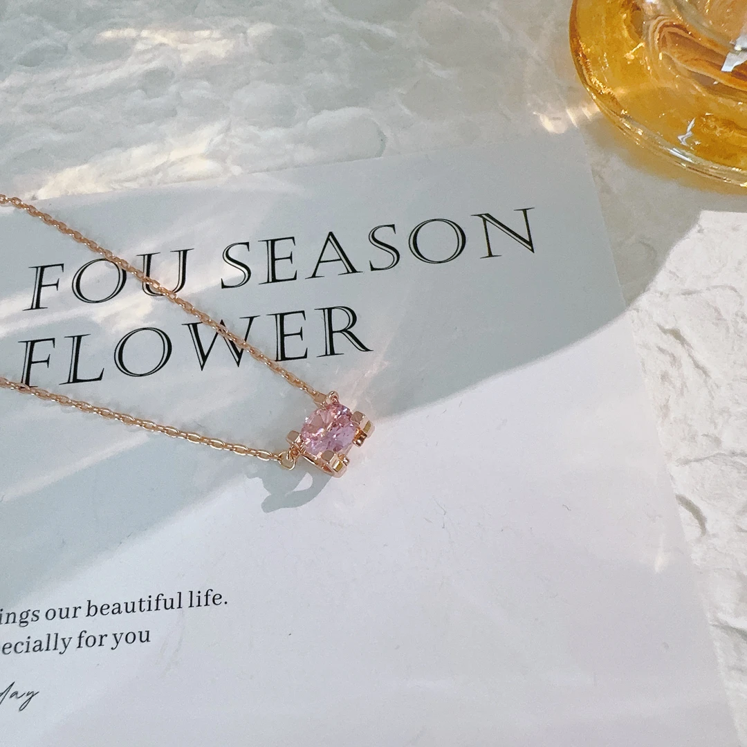 铜合金项链 4046 粉色牛头项链时尚气质