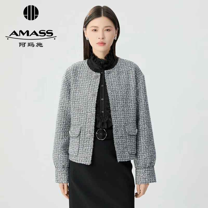 AMASS/阿玛施女装宽松气质花呢小香风外套女5400912