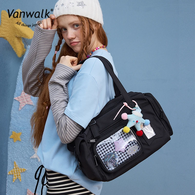 VANWALK幸运星 出游逛街小食量吧唧痛包女生轻便手提单肩斜挎包女