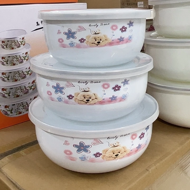 搪瓷冰碗三件套小熊