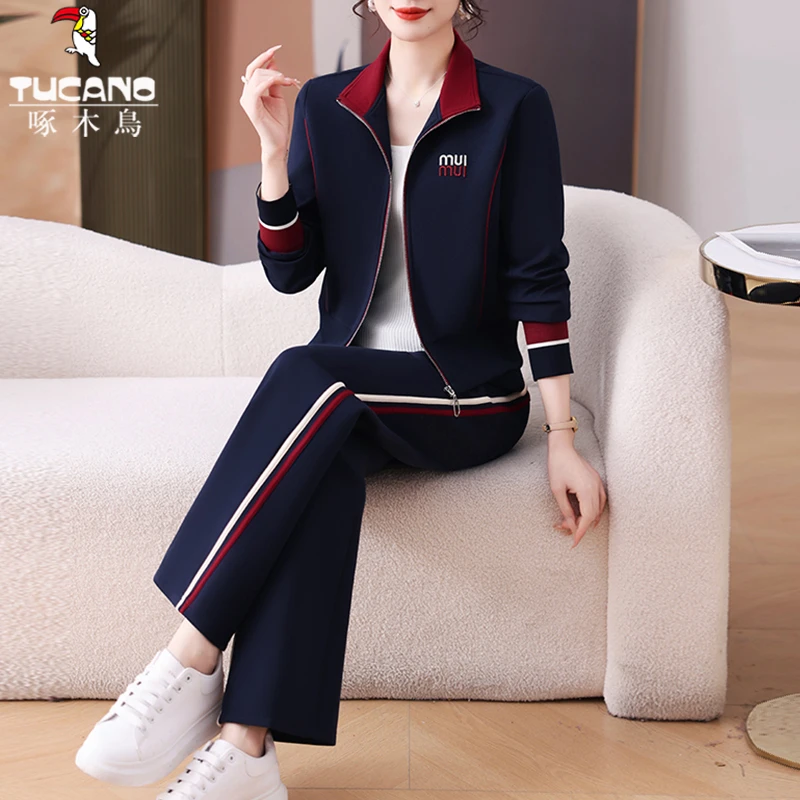 啄木鸟卫衣外套运动套装女时尚洋气时髦2025年新款女装春季两件套
