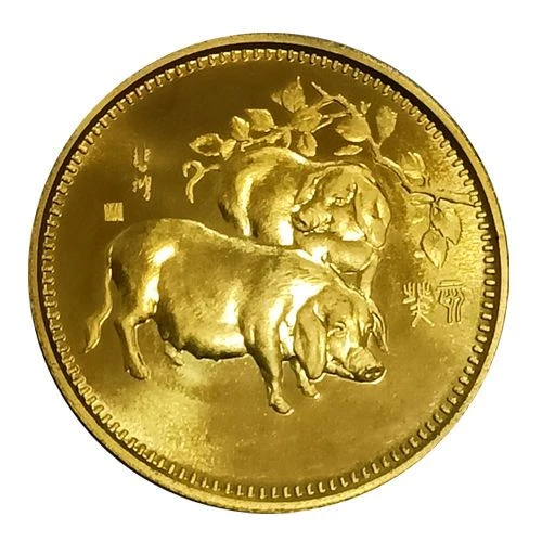 沈阳造币生肖纪念章1983年33毫米生肖猪铜章送保护盒