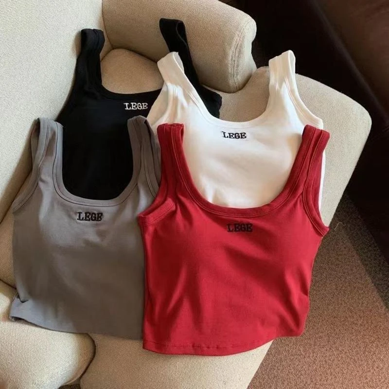 露背背心美背吊带夏季带胸垫纯欲短款内搭外穿设计感辣妹性感上衣