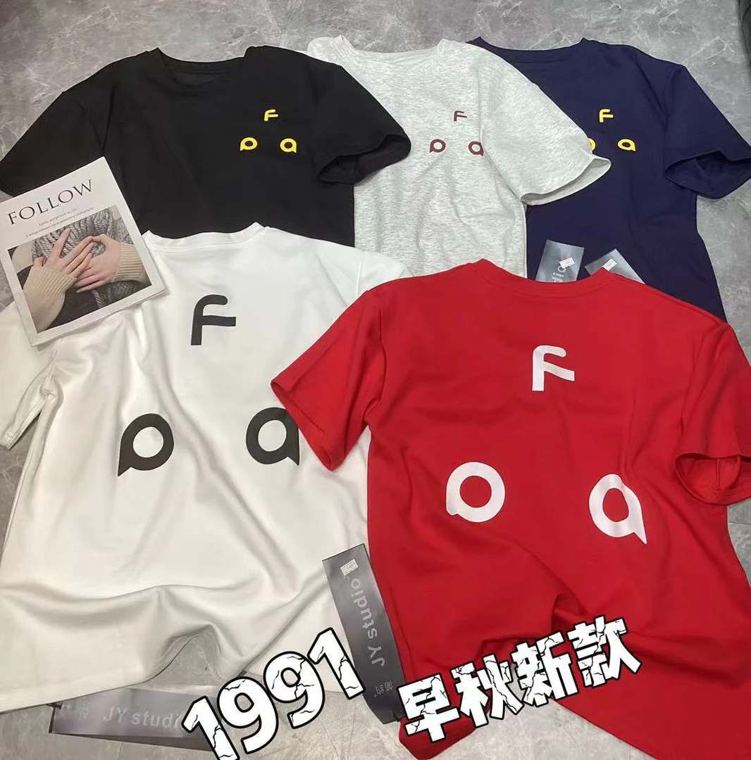 1991 港味设计感小众字母印花短袖t恤女新款圆领宽松百搭上衣