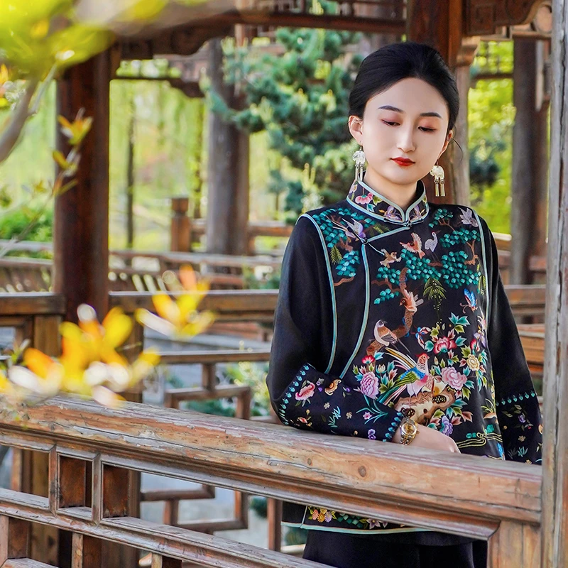 「鸟宿池边树」丽古龙复古国风手工原创设计感百搭国潮女装汉服马甲