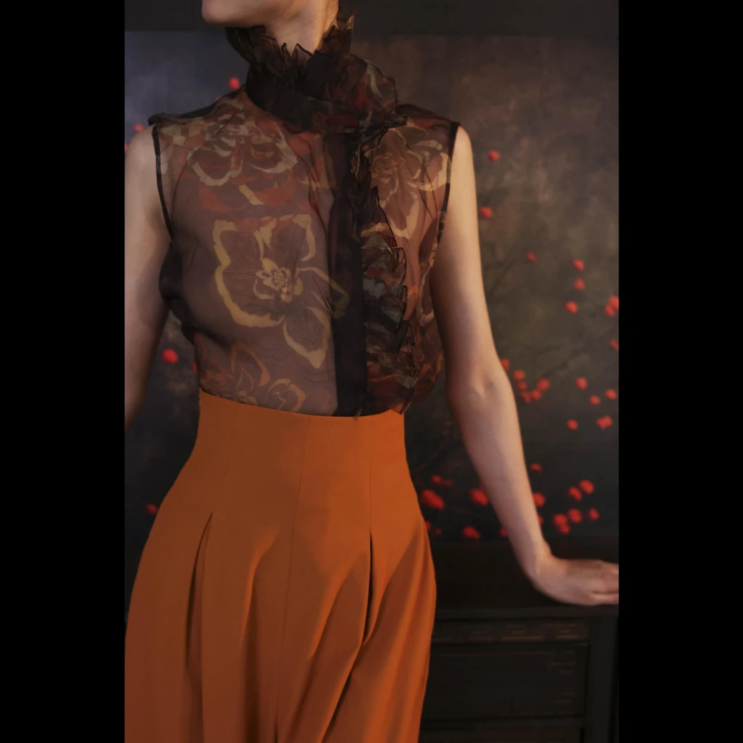 【莫奈印象】XM轻奢法式高级感优雅重磅真丝印花直筒版轻薄小众上衣