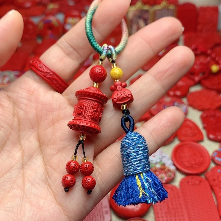 天然辰砂工艺品朱砂钥匙扣包包挂