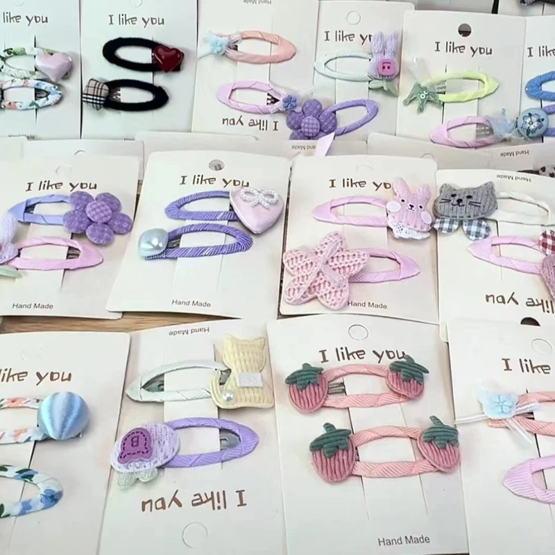 [自选发饰7卡组合]韩版布艺发夹甜美可爱碎发边夹