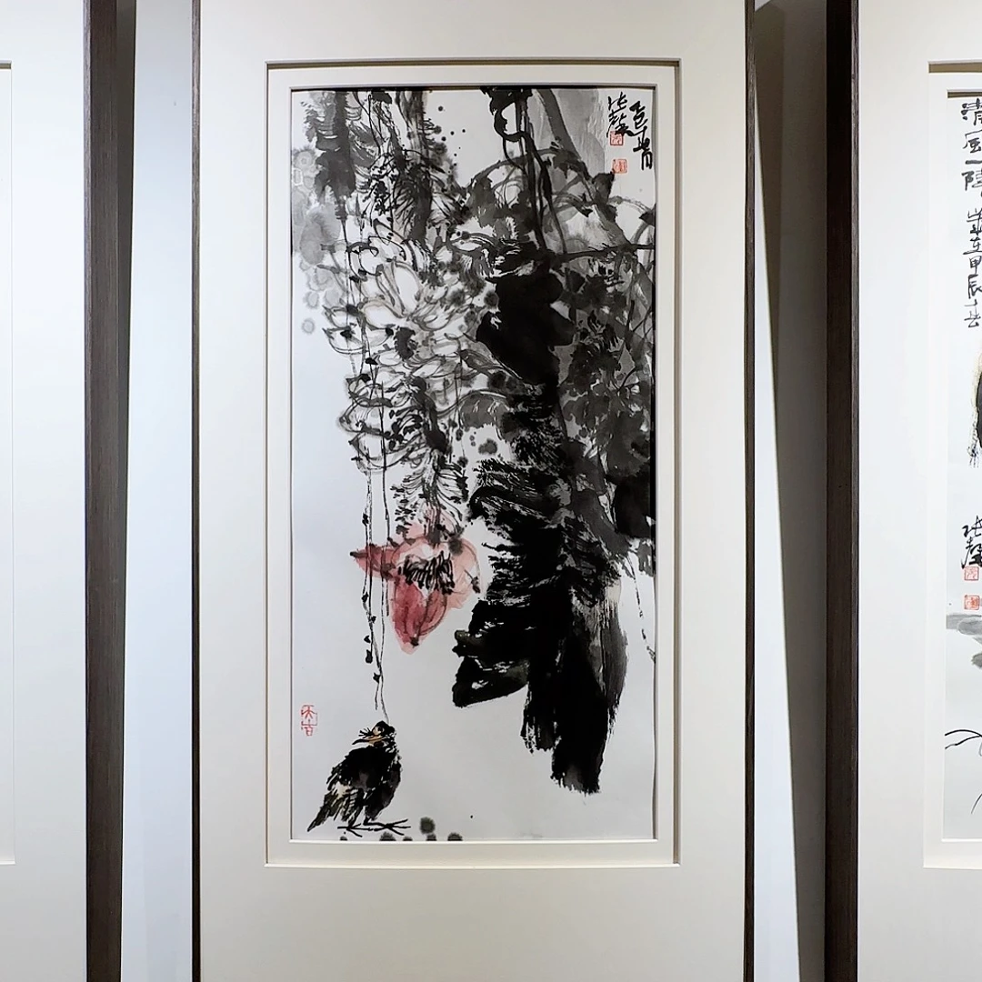 国画国画宣纸带框