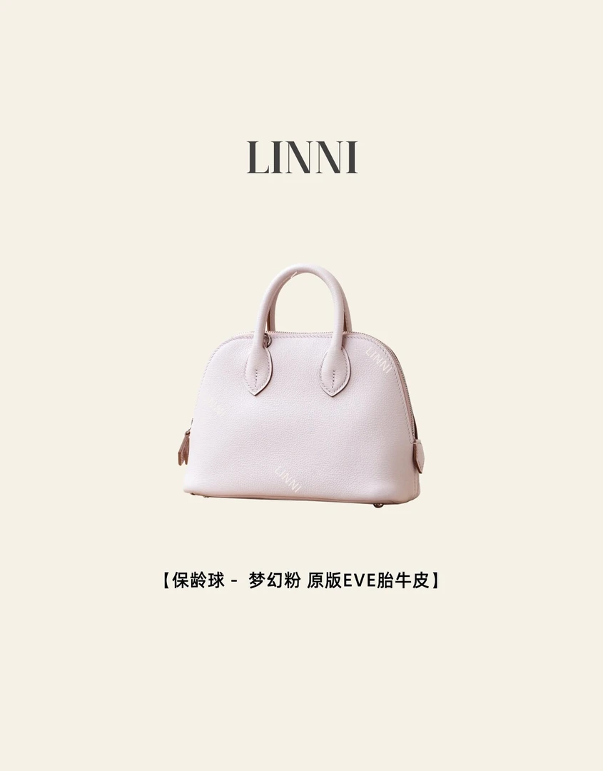 LINNI｜（保龄球xiao）进口eve头层牛皮全钢半手缝斜挎包手拎包
