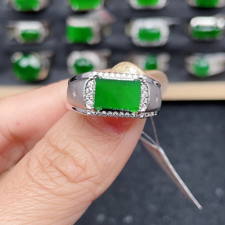 翡翠戒指银S925镶嵌编号3026没运费险