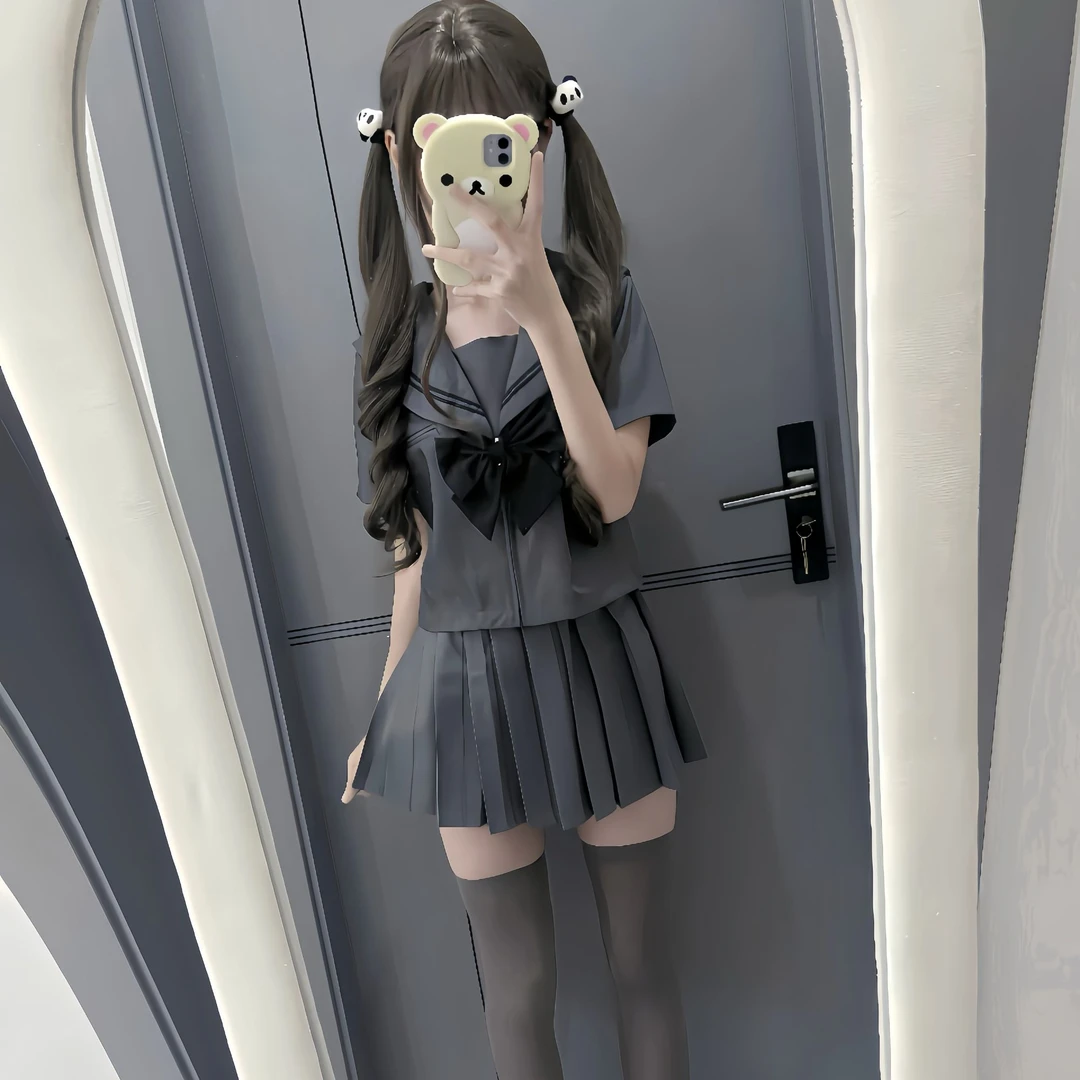 JK原创正版JK制服灰色二本学院日系jk水手服短袖套装校供百褶裙