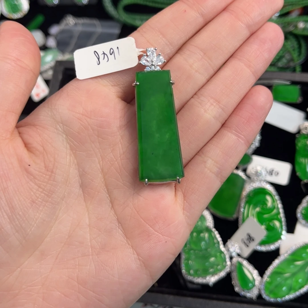 小****翡翠银S925镶嵌戒指无事牌吊坠