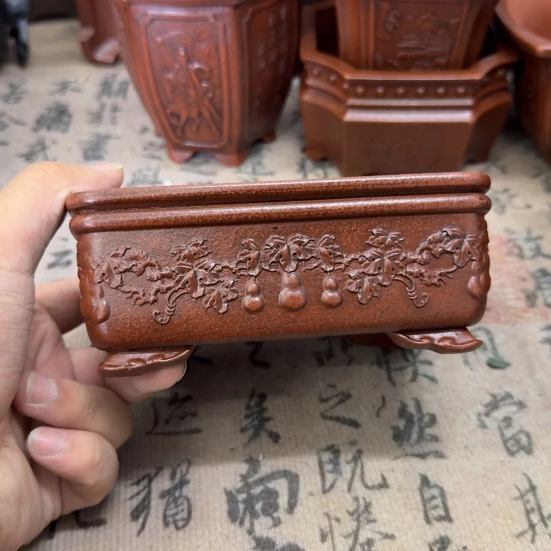 紫砂花盆14x10.5x5内经紫砂花盆