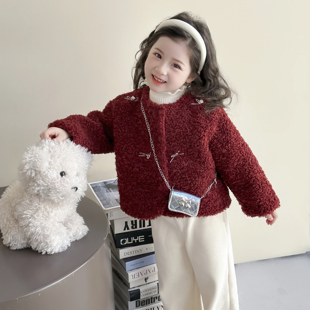 女童外套秋冬款超好看毛毛衣高级感宝宝冬装风衣短款冬季时髦上衣
