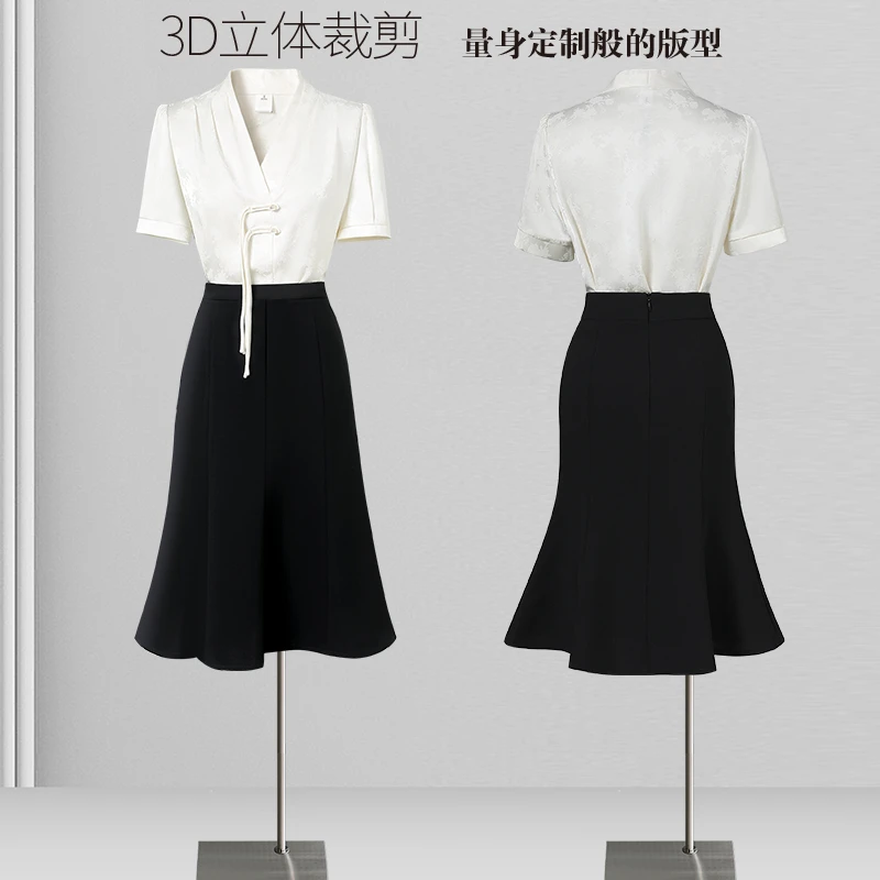 职场衬衫2025年夏季短袖显瘦减龄女装套裙OL售楼部接待职业工作服