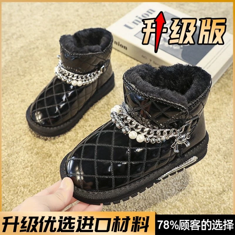 女童冬季加绒防滑保暖雪地靴棉鞋