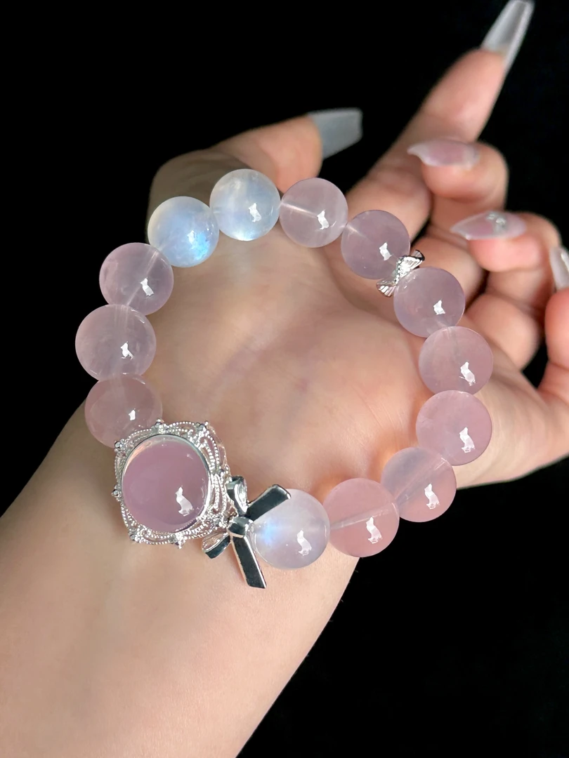 【主角】预售天然12mm粉水晶手串