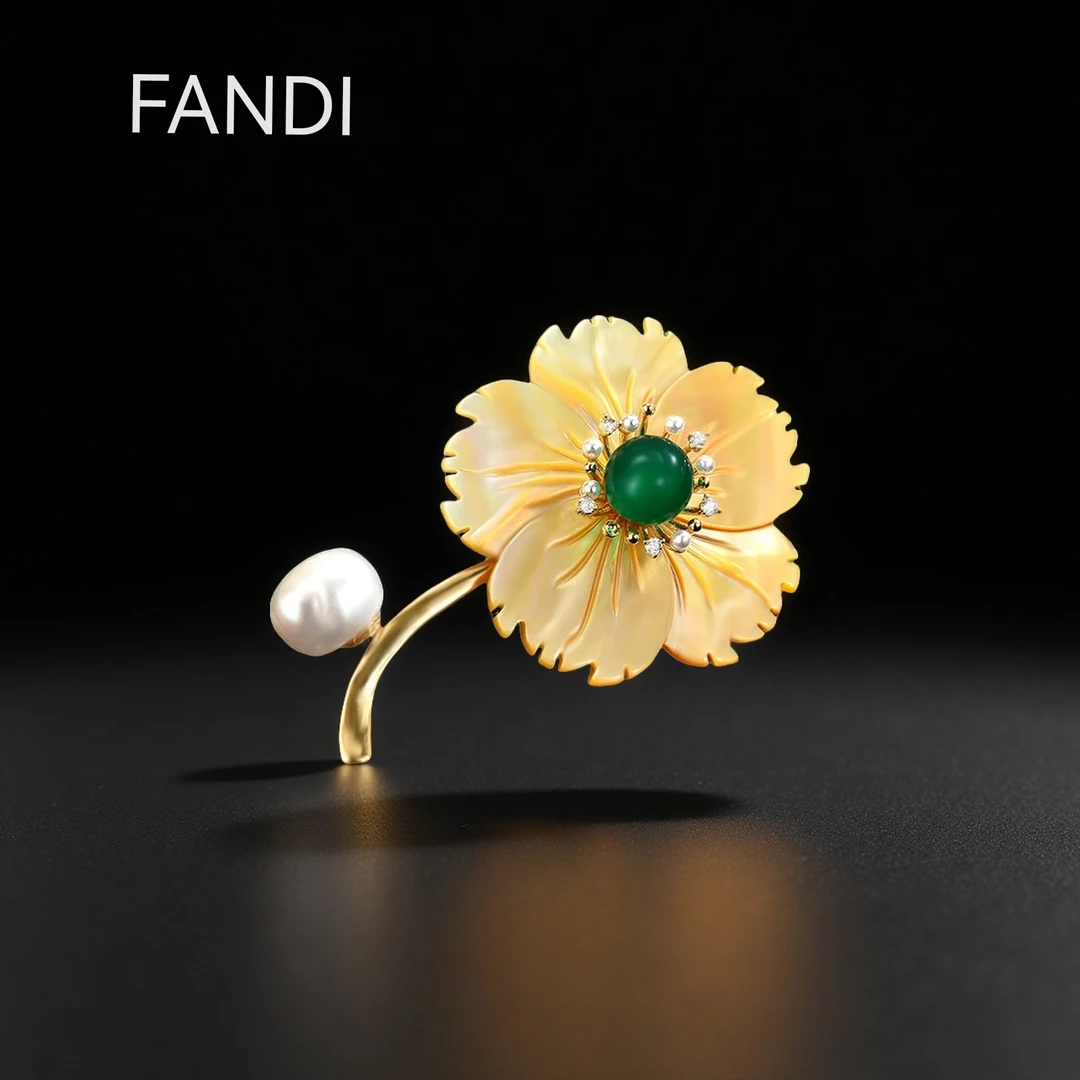 铜合金贝壳胸针 30051-1花朵胸针简约高档胸花防走光别针扣饰品