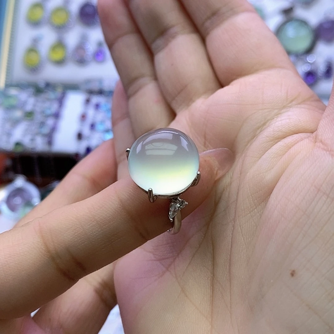 其***e岫玉银S925镶嵌戒指