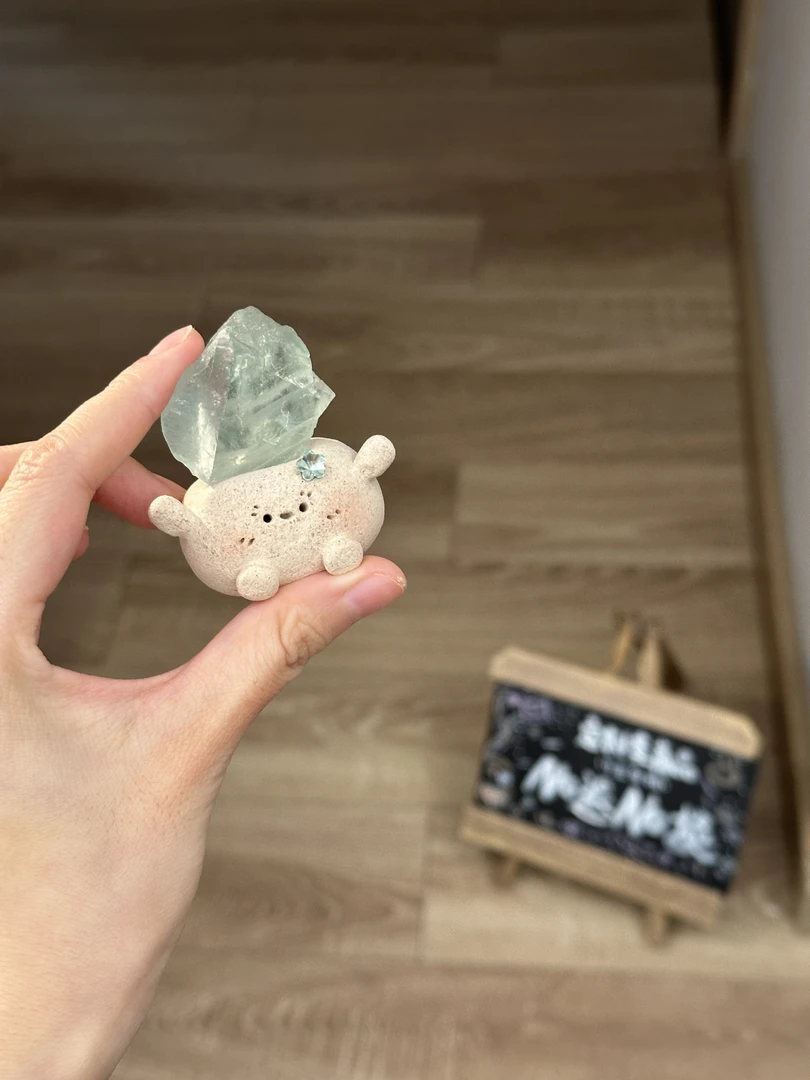 水晶小豆丁可爱绿盈石