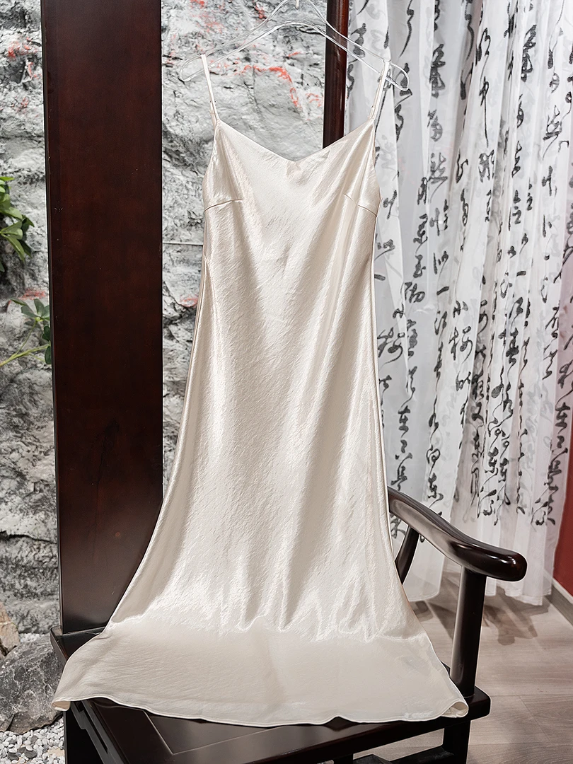 【洋子服饰】新中式国潮风醋酸吊带连衣裙女装夏季新款SH0516