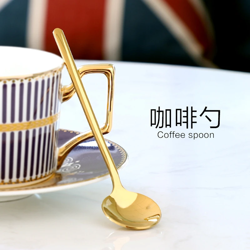 咖啡勺13cm金色小勺纯色小清新韩式精致汤勺INS风长柄勺子奶茶勺