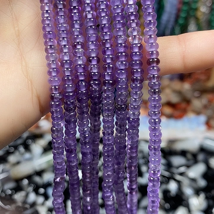 玛瑙/玉髓未镶嵌珠宝半成品天然紫水晶卡4*2mm一条