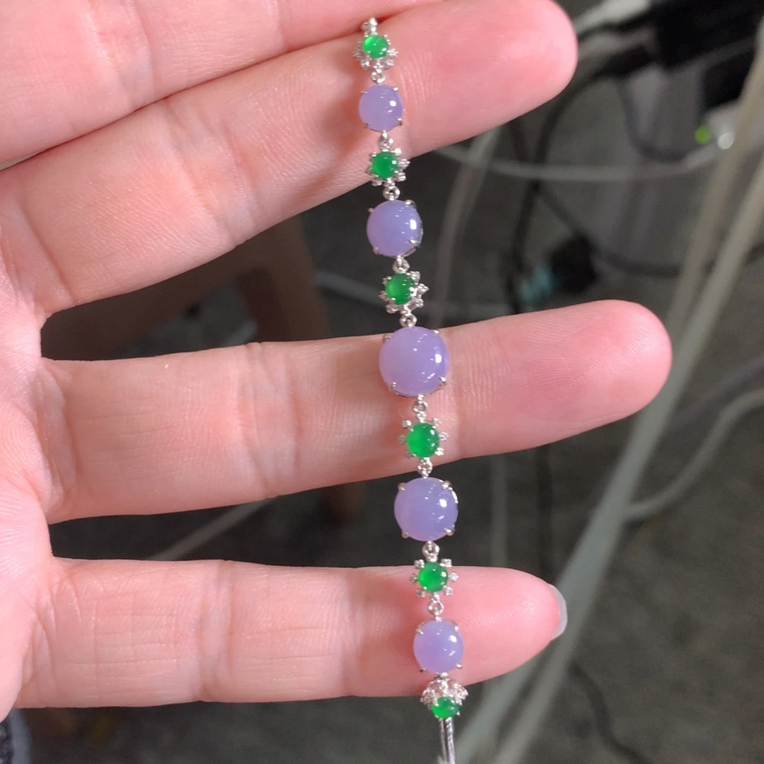 翡翠18K金镶嵌手链翡翠