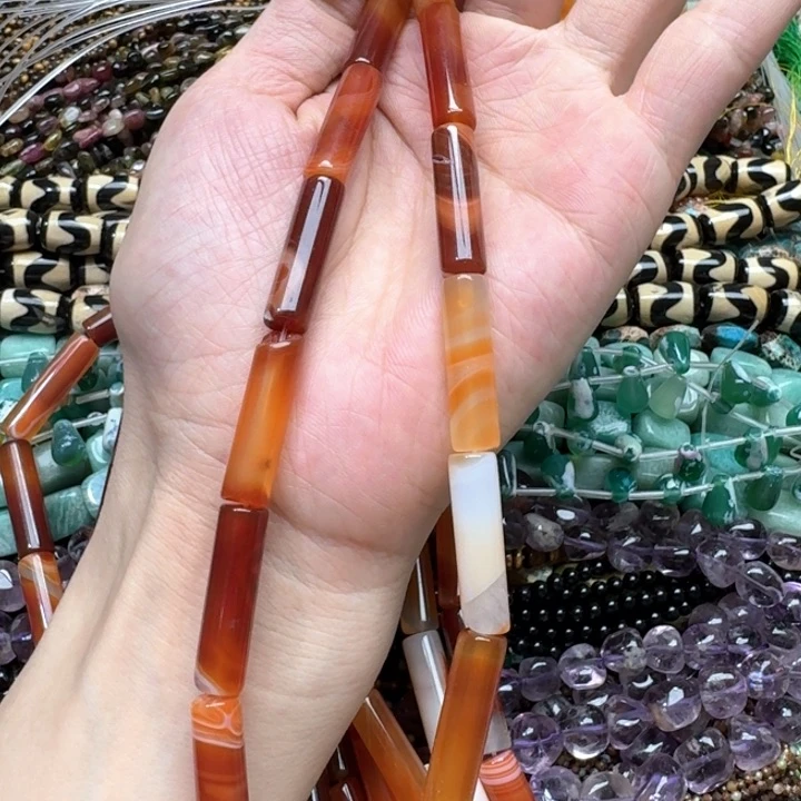 合金玛瑙/玉髓珠宝半成品一条8x30m蚕丝玛瑙