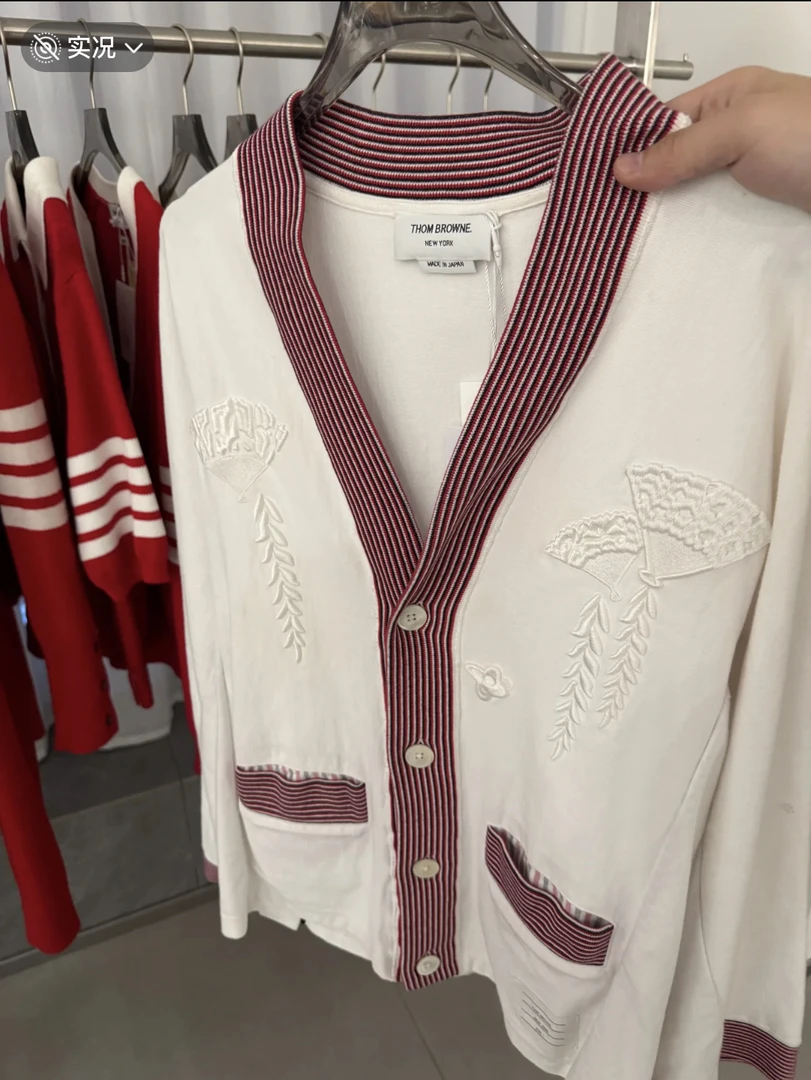 95新 THOMBROWNE  bb1830 棉 东瀛刺绣系列开衫 3码