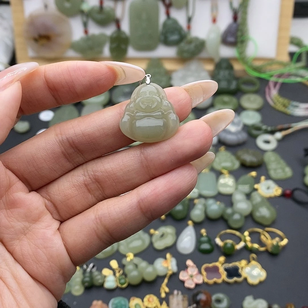 和田玉吊坠(不含链)银S925镶嵌