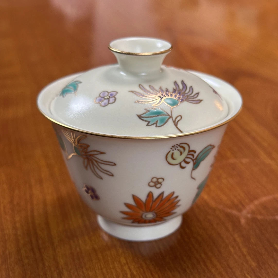 【雨溪山房】珐琅彩秋月玲珑两才盖碗 YX080