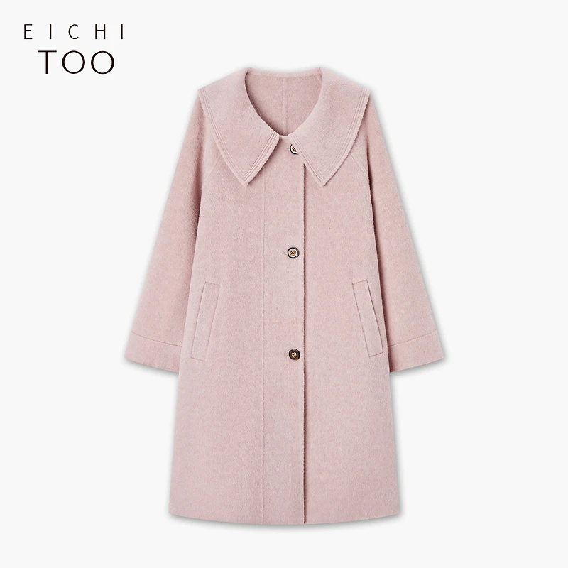 爱居兔冬季新款羊驼材质柔软时尚双面呢大衣EWDSJ4N025A