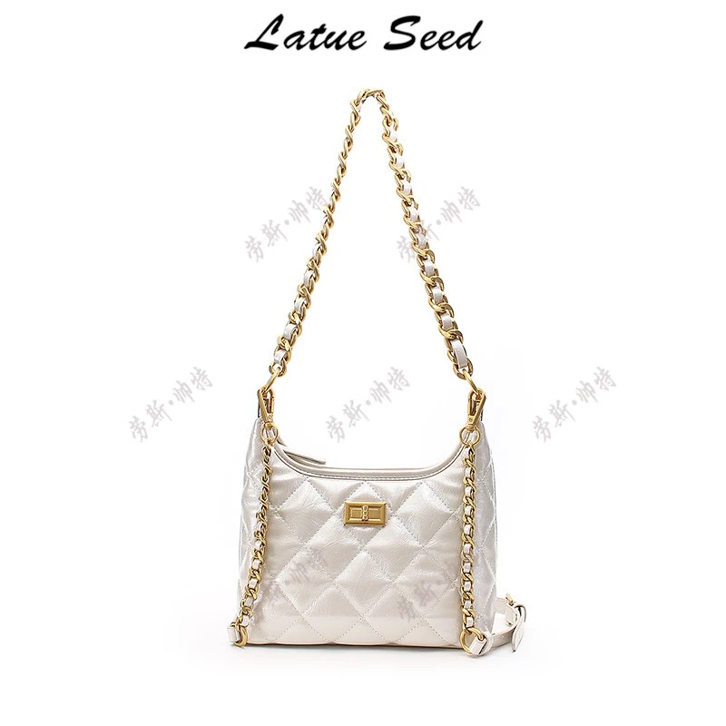 【B423·百万包】新品百搭简约单肩休闲时尚气质ins女包3091-珠光白