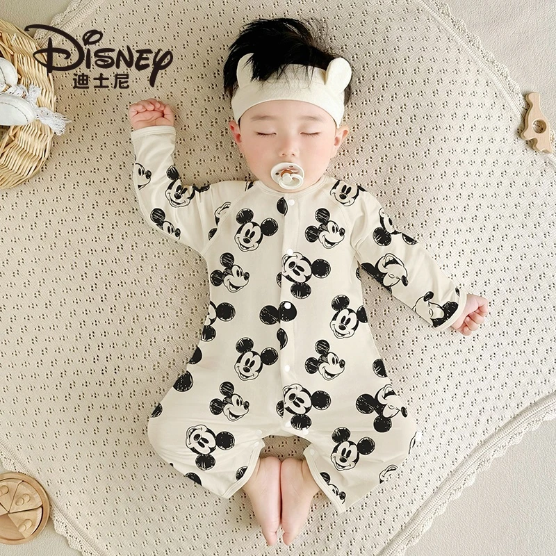 Disney/迪士尼宝宝夏季衣服薄款婴儿连体衣无骨夏装长袖空调服