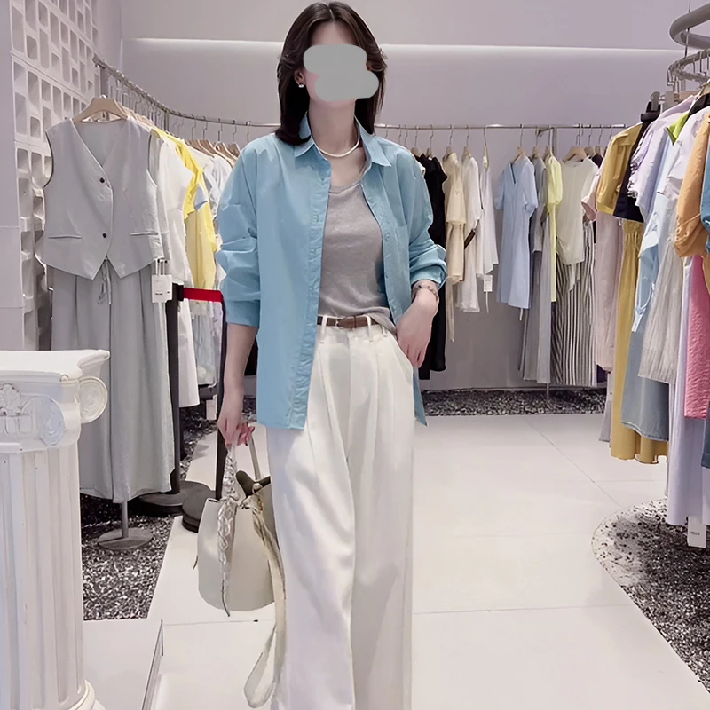 慵懒风长袖衬衫女2025春秋季新款宽松显瘦洋气休欧韩长袖宽松衬衫