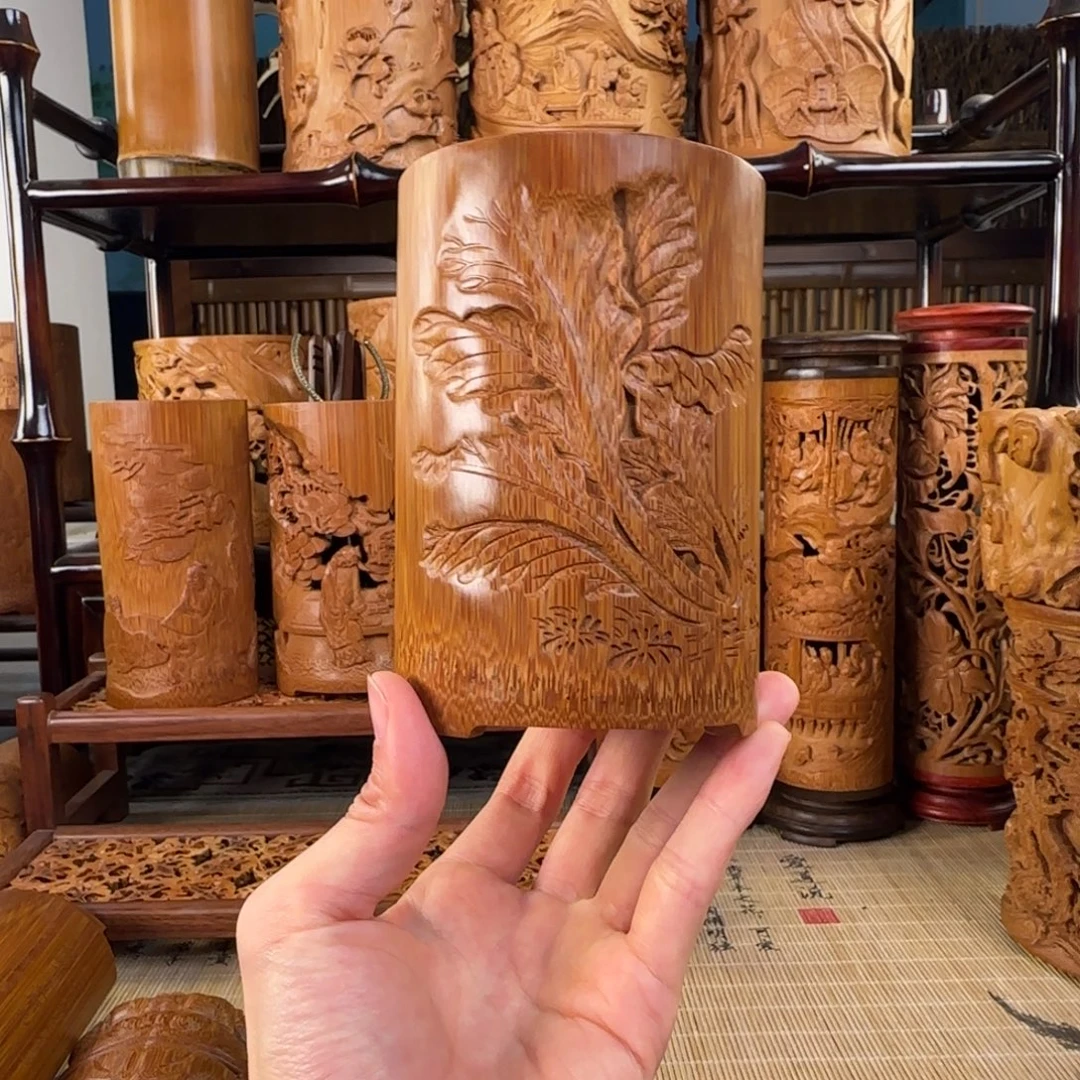 香榧木白菜笔筒老料子