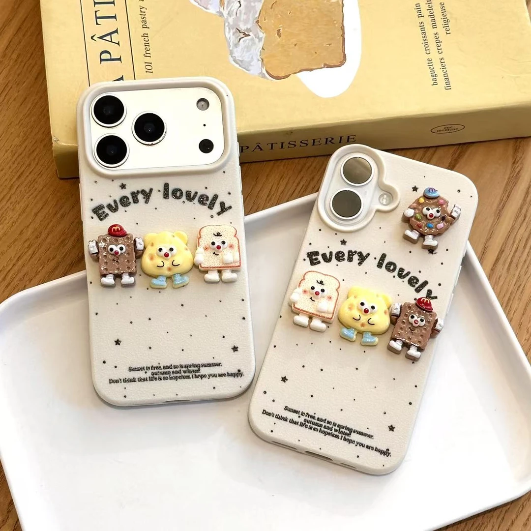 波点饼干适用苹果17pro情侣手机壳iPhone15/荔枝纹防摔14/16pro